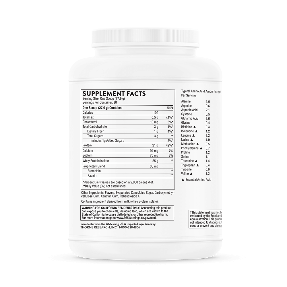 Whey Protein Isolate - Vanilla Flavored label